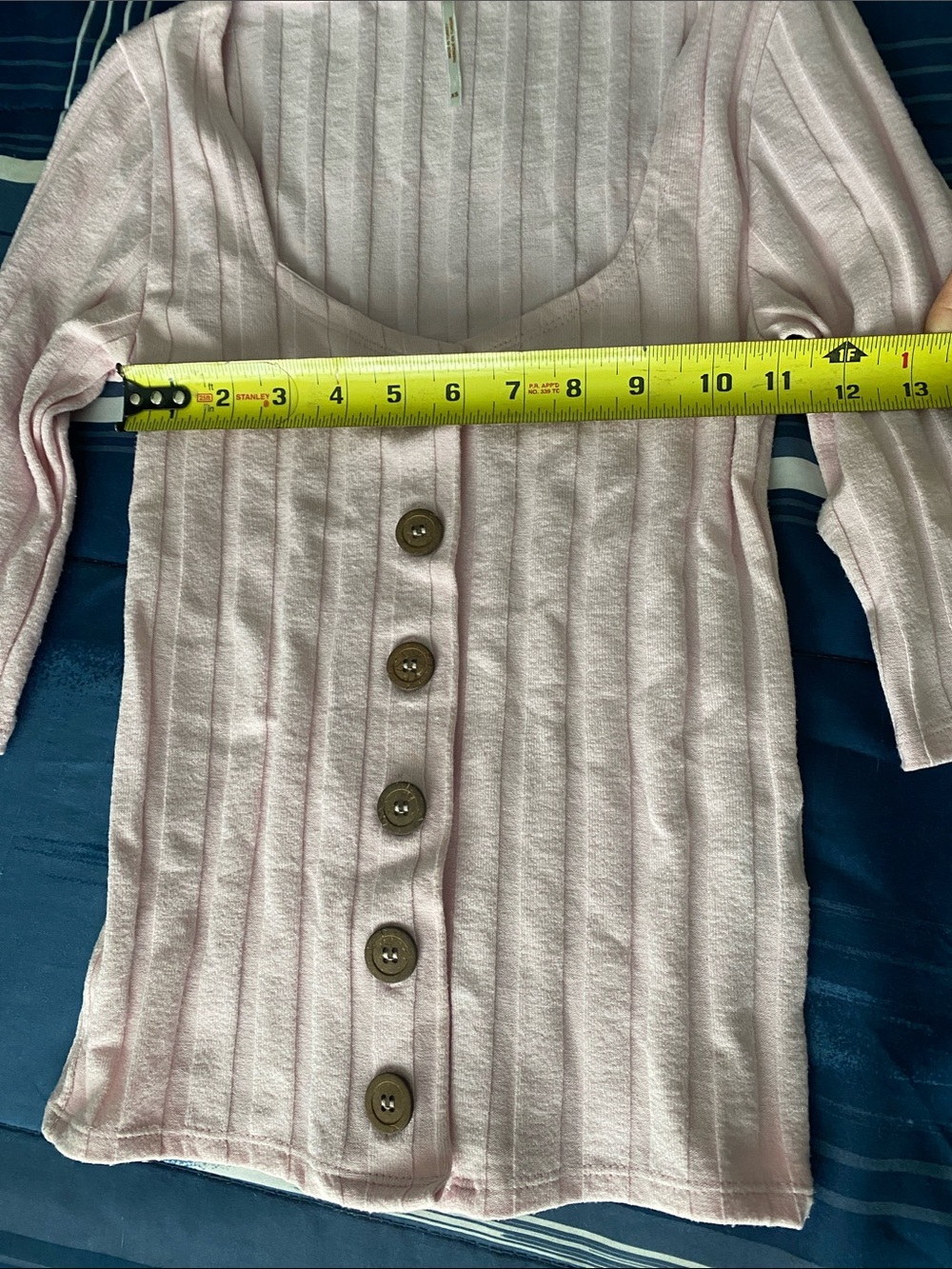 Free People Pink Ribbed Button-Front Top - Picture 5 of 7